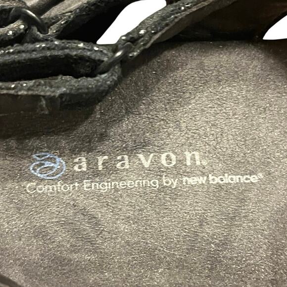 Aravon by New Balance Black Leather Sandals 10D Adjustable Comfort Walking shoe - Picture 8 of 10